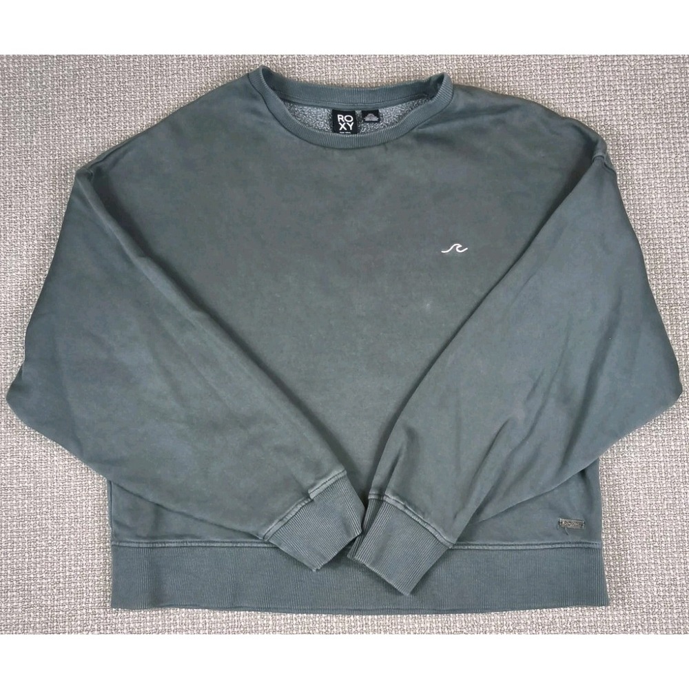 Roxy Sun Soul Distressed Crewneck Sweatshirt Womens Washed Green Teal Beach